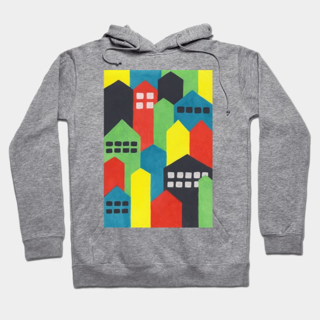 Colourful Painted Cityscape Hoodie by sallycummingsdesigns